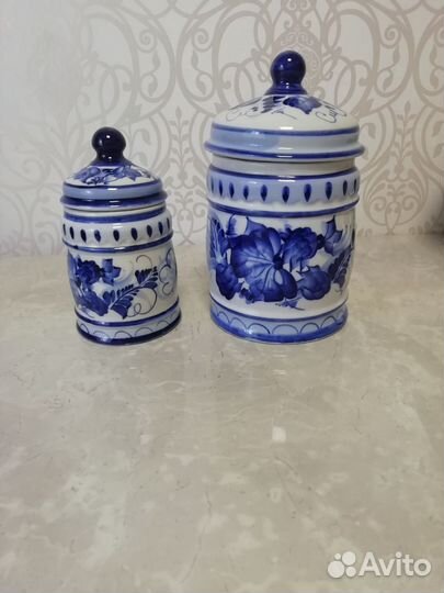 Гжель СССР банка для сахара соли чая набор