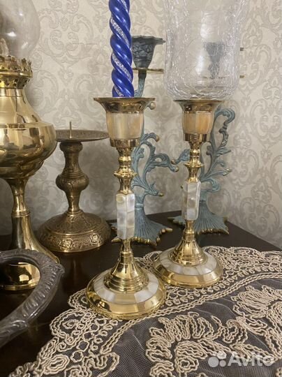 Подсвечники из латуни с перламутром