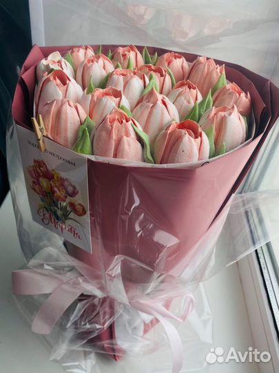 Зефирные тюльпаны, букет цветов из зефира