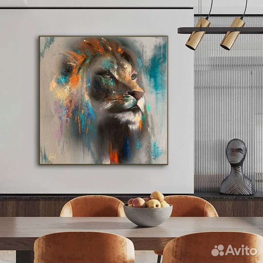 Картина маслом на холсте со львом