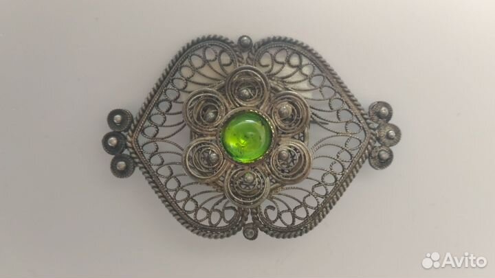 Винтаж: Брошь. Мельхиор. Скань. СССР. 1975 год