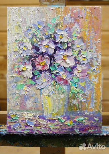 Картина маслом, Цветы любимой, 24х18 см