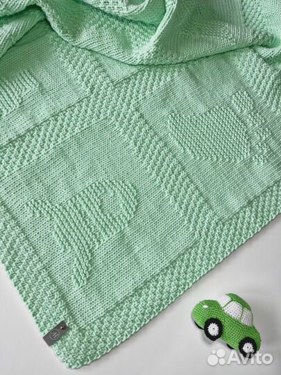 Пледы детские вязаные спицами (цвета в ассортим)