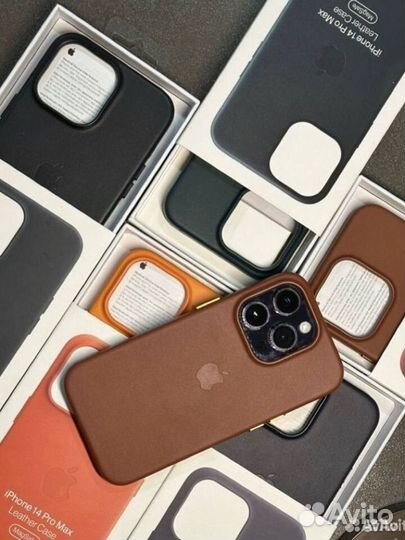 Чехол на iPhone Leather Case Mag Safe (эко кожа)