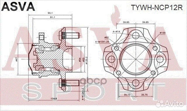 Ступица колеса зад прав/лев tywhncp12R asva