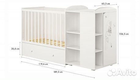 Кроватка (трансформер) + комод для пеленания