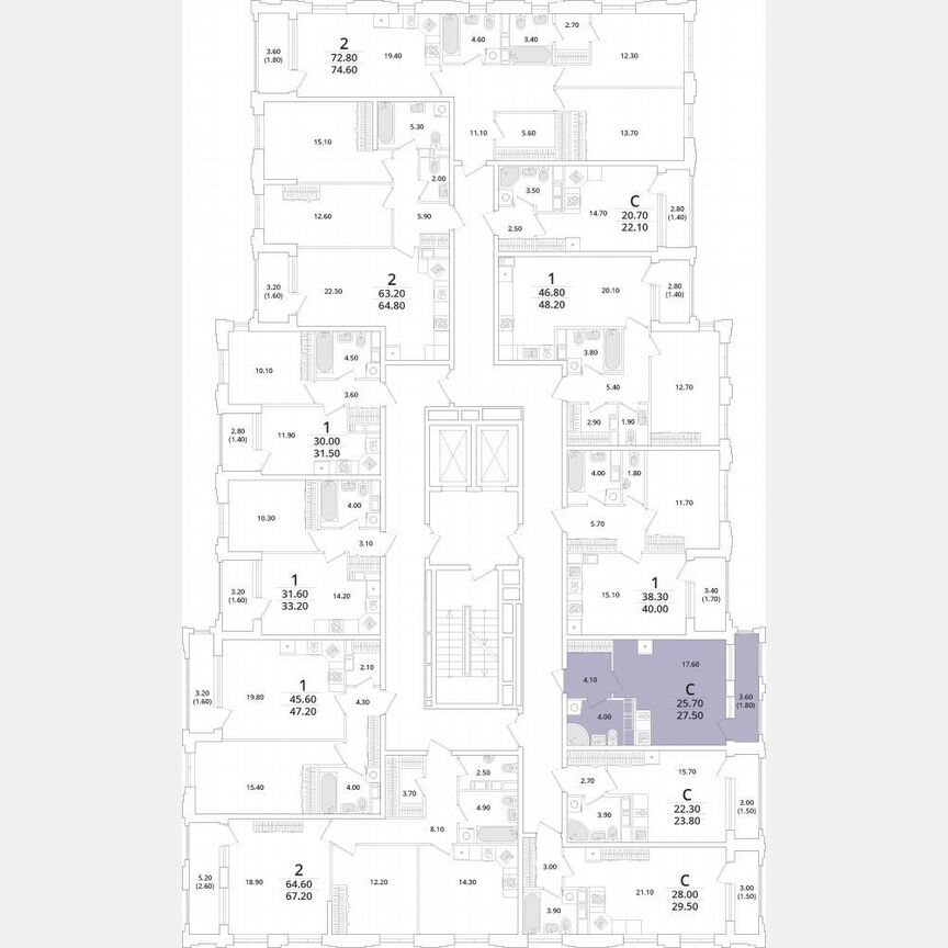 Квартира-студия, 64,7 м², 12/13 эт.