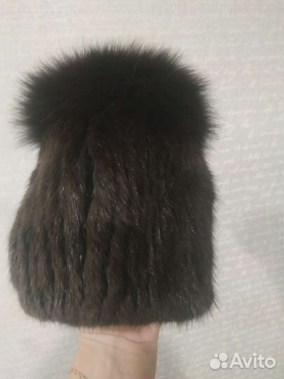 Шапка из вязаной норки