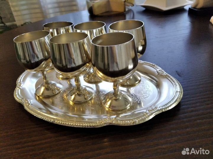 Рюмки на подносе(набор) серебрение