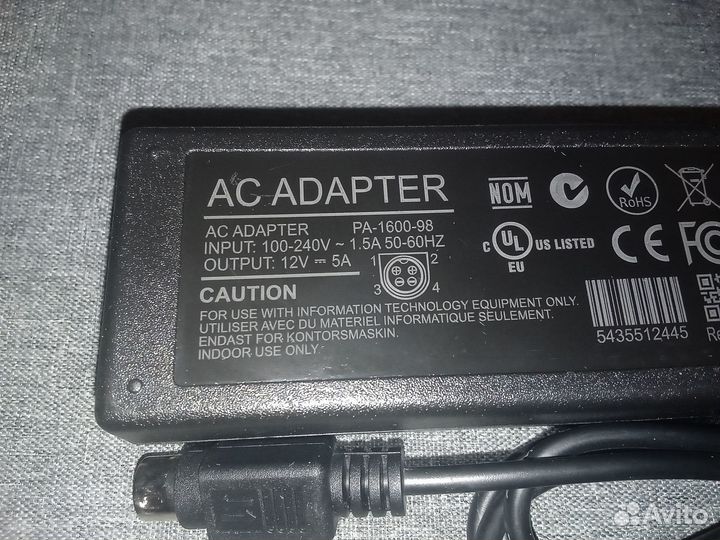 Блок питания 12V 5A 4pin для монитора BenQ FP991