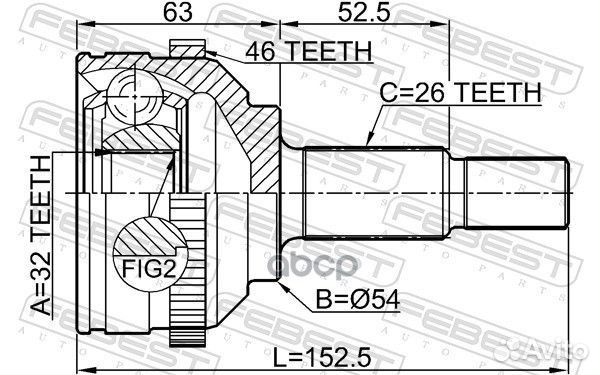 ШРУС наружный 32X54X26 chrysler sebring (JR)