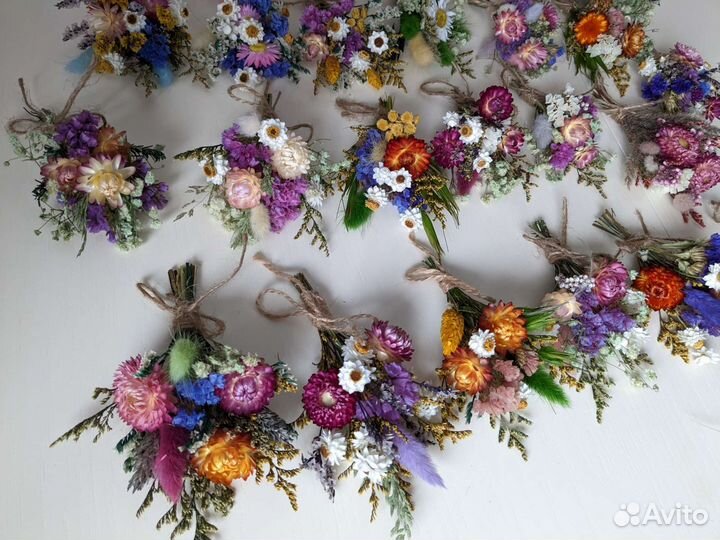 Мини-букетики из сухоцветов