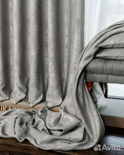 Комплект штор мрамор Зарина Светло-серый