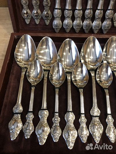 Набор столовых приборов мельхиор Уральская Троянда