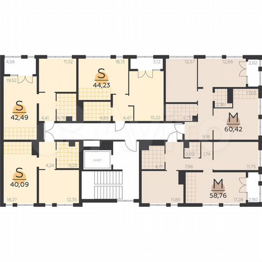 2-к. квартира, 60,4 м², 5/6 эт.