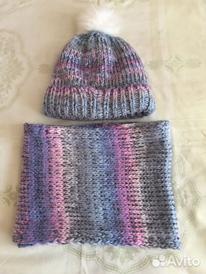 Шапка и шарф- снуд зимние