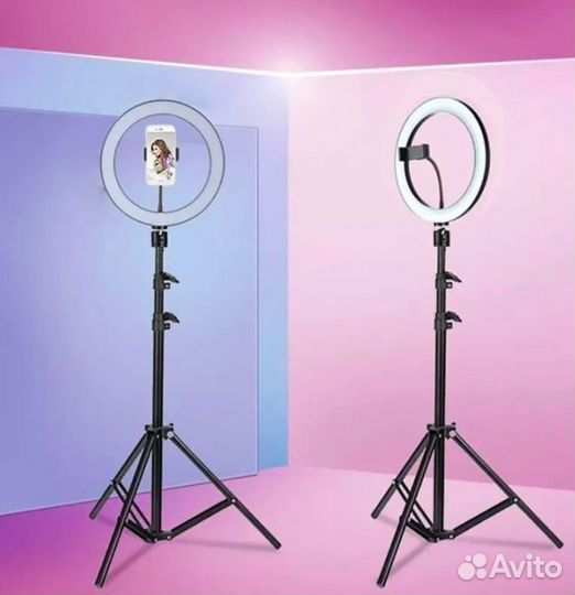 Кольцевая светодиодная лампа 36 см со штативом для