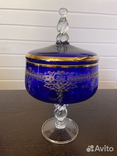 Конфетница, бокалы Bogemia винтаж