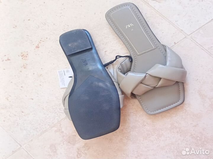 Новые сандалии шлепанцы Зара натуральная кожа,38