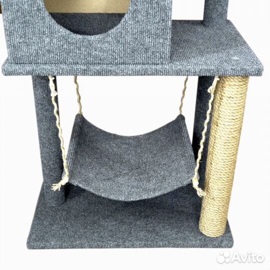 Когтеточка домик для кошек с гамаком 136 см