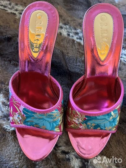 Сабо женские платформа шпилька дерево лак