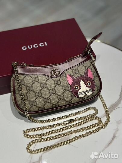 Gucci сумка mini GG cat detail