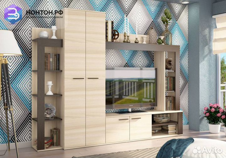 Стенка Осло дуб феррара / ясень шимо светлый