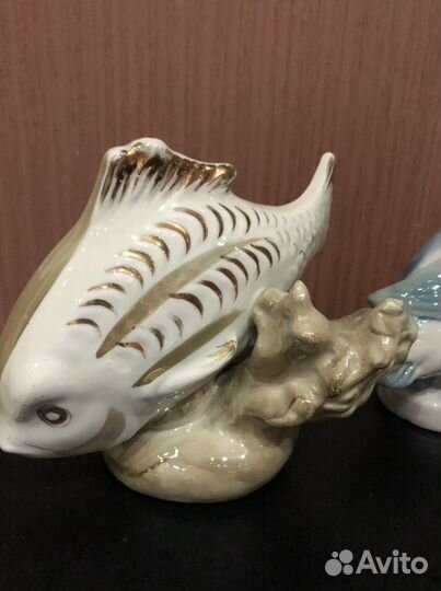 Рыба карп фарфоровая статуэтка СССР