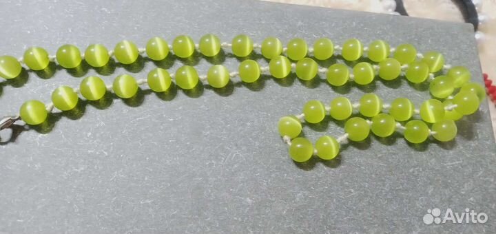 Бусы кошачий глаз