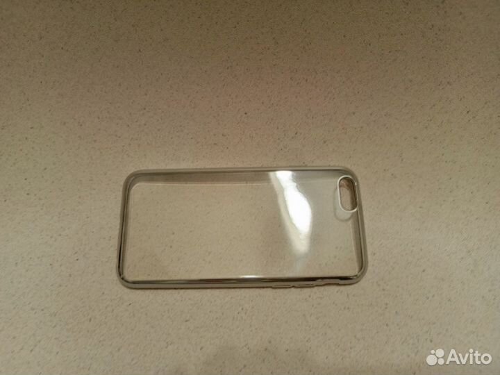 Чехол iPhone 6/6s прозрачный, серебристая рамка