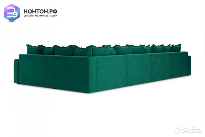 Диван п-образный тик-так Омега изумрудный