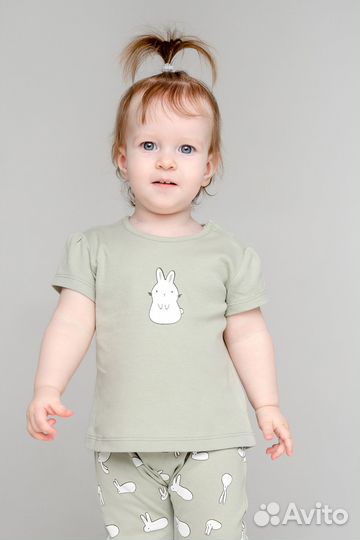 Футболка для девочки Crockid (смешные зайки, 68)
