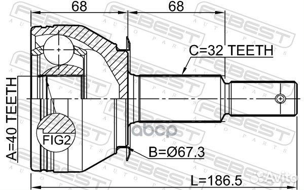 Шрус наружный задний 40x65.5x32 0210-TA60R Febest