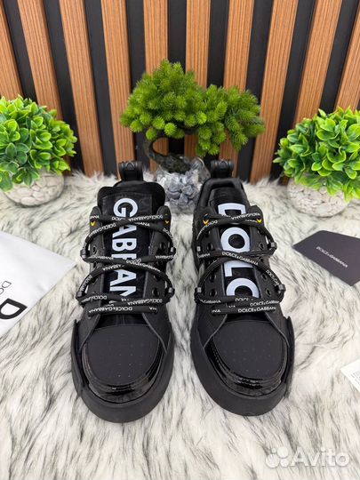 Кеды мужские Dolce Gabbana DG кожаные чёрные