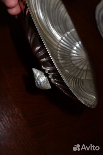 Блюдо ракушка посеребрение винтажное