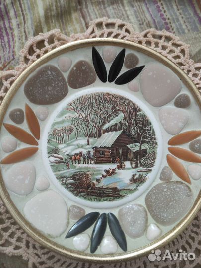 Декоративное винтажные, пейзажные блюдца