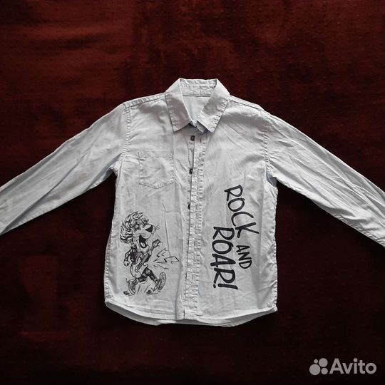 Рубашка на мальчика 6-8 лет, голубая