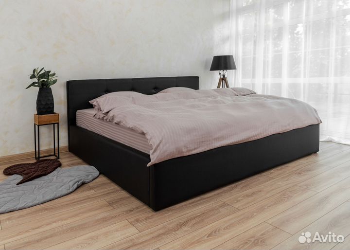 Кровать с матрасом 200х200 Роза черная