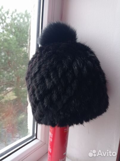 Шапка норковая вязаная