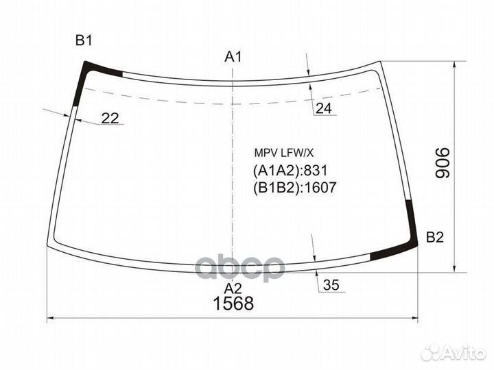 Стекло лобовое mazda MPV LV# 90-99 MPV LFW/X XYG