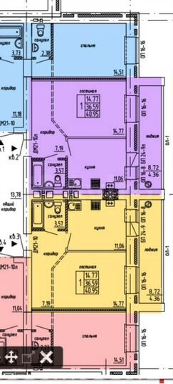 1-к. квартира, 41 м², 2/14 эт.