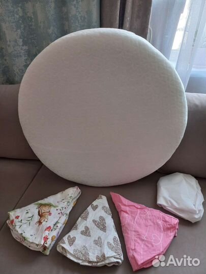 Круглый матрас + простыни