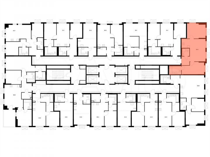 2-к. квартира, 56,8 м², 8/25 эт.