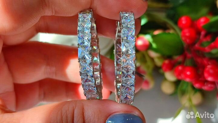 Крупные серьги конго, 4см, 21,11 гр, 925
