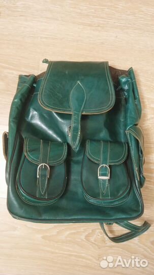 Рюкзак кожаный зеленый
