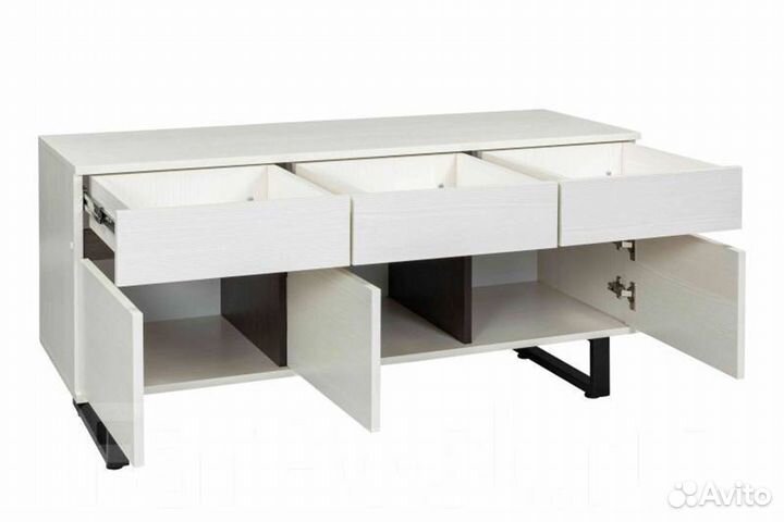 Тумба тв Аллиум-1 (Бодега белый/Металл черный) мек