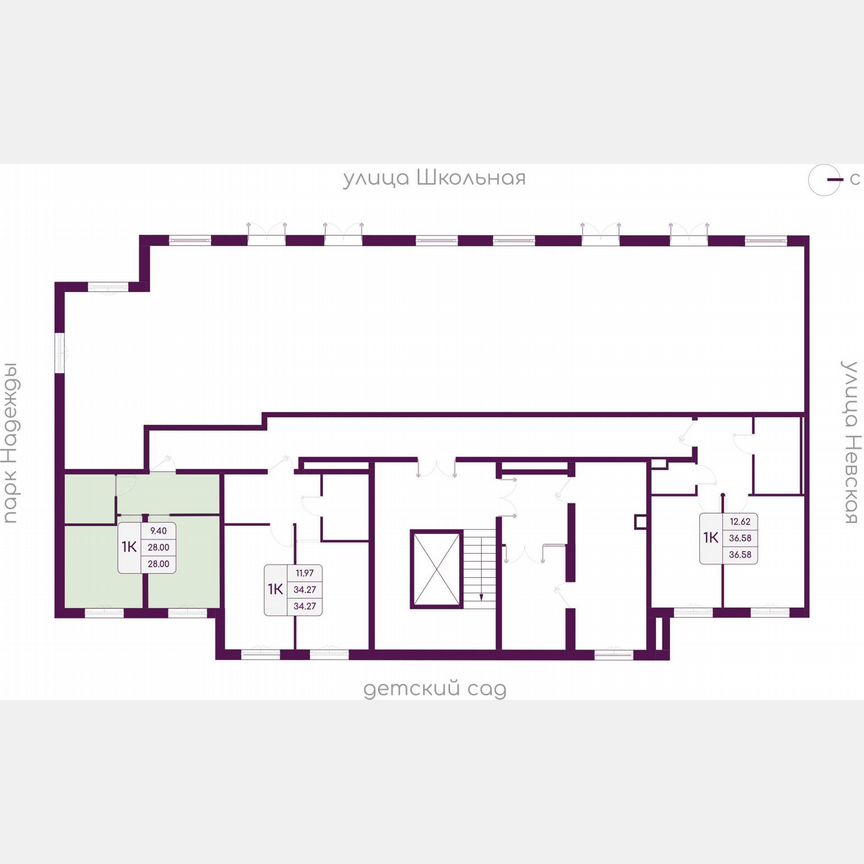 1-к. квартира, 28 м², 1/5 эт.