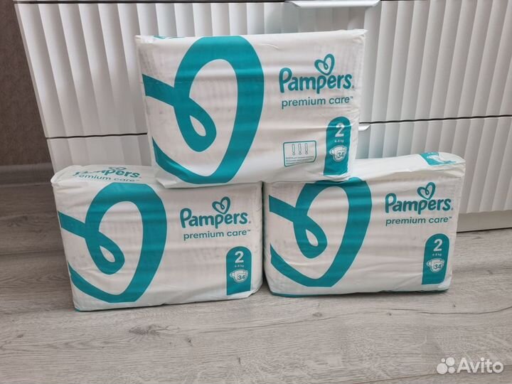 Pampers premium care 2, (4-8 kg) 66шт