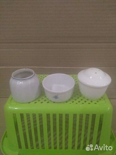 Посуда ссср. Солонка, тарелки, стаканы с рисунком