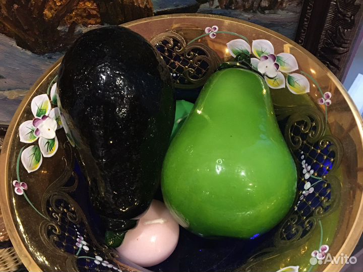 Выдувное цветное стекло, фрукты, винтаж
